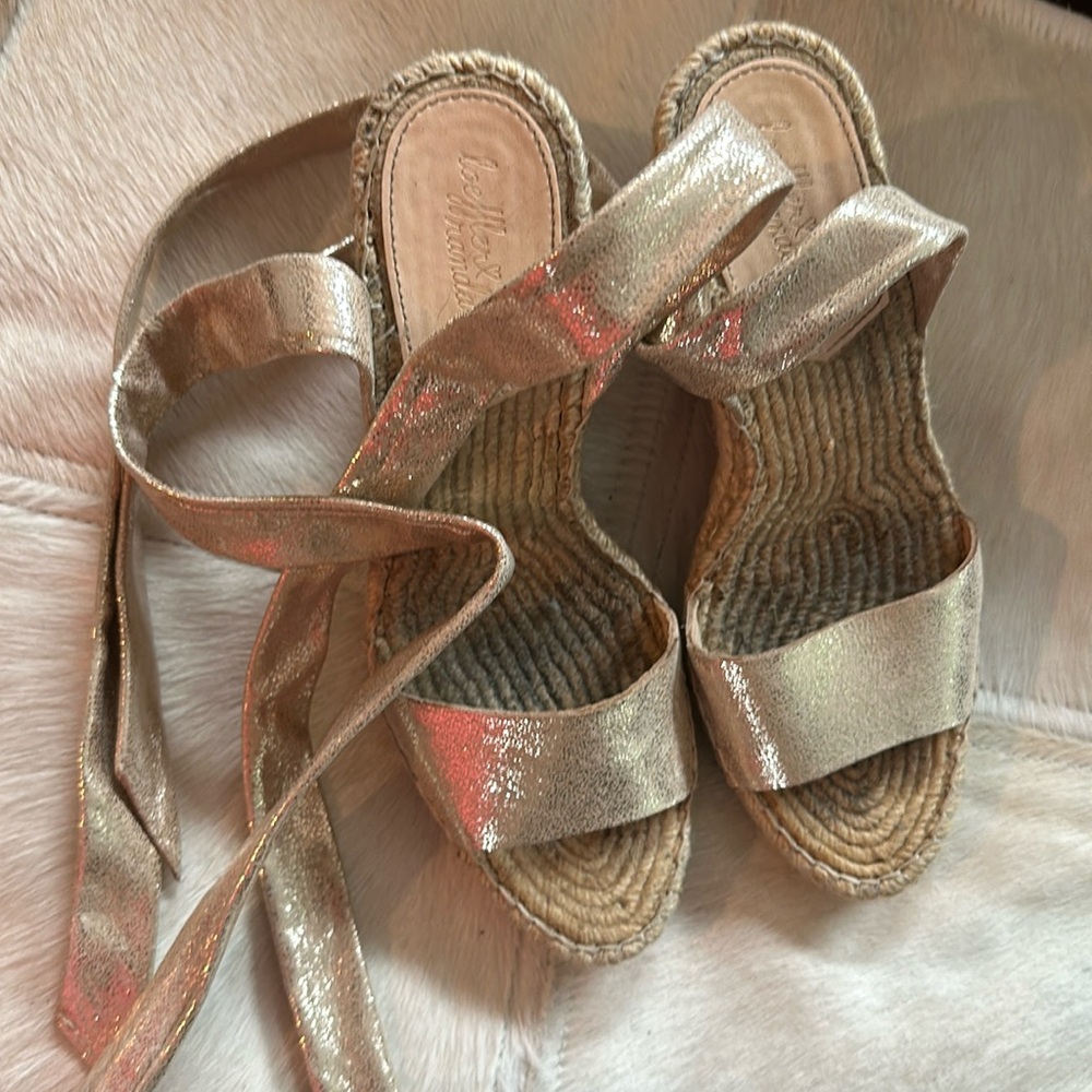 Loeffler Randall gold wedges. Size 6